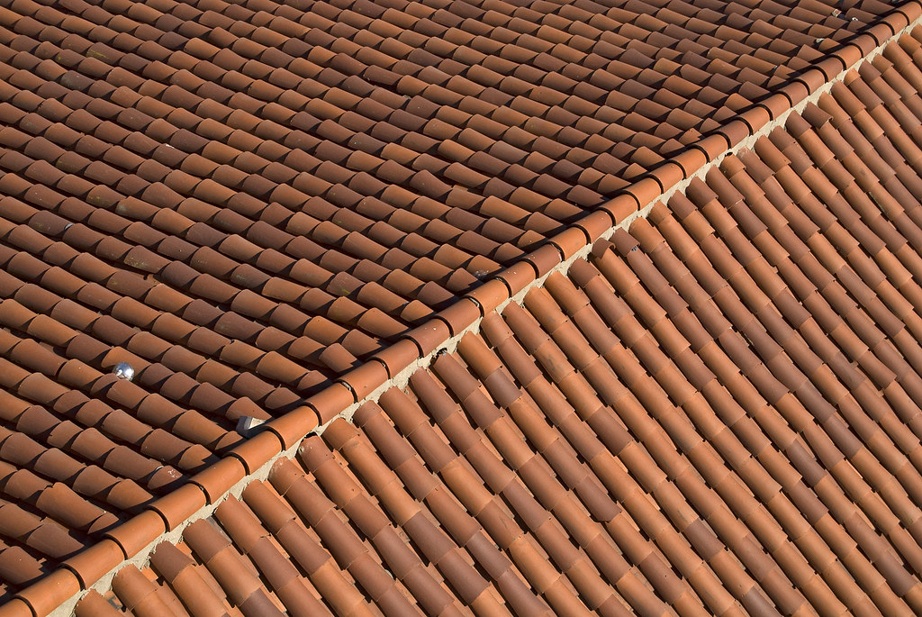 Clean terracotta tile roof pattern